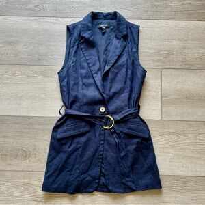 Ellen Tracy Womens XS Dark Blue Blazer Vest
